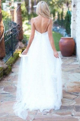 Fluffy Tulle Spaghetti Straps Sexy Wedding Dresses Beach for Summer_2