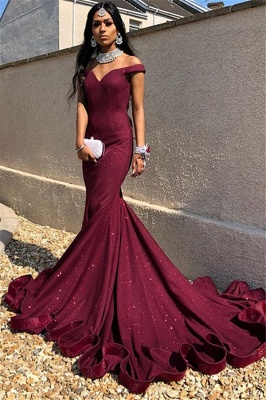 Gorgeous Off-The-Shoulder Sleeveless Mermaid Prom Dresses_1