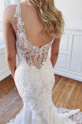 Modern Open Back Mermaid Bridal Gowns Online |  Lace Wedding Dresses for Brides_3