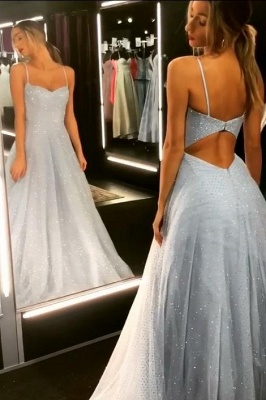 Sparkly Backless Dress Tulle Floor Length Prom Dresses | Long Evening Gowns_2