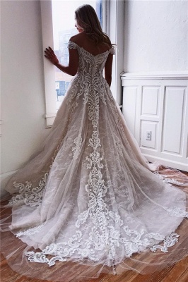 Sexy Off The Shoulder Lace Appliques Bridal Gowns | Cheap Simple Wedding Dresses Online_2