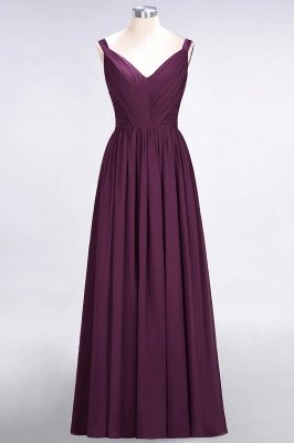 Elegant Princess Chiffon Straps V-Neck Sleeveless Backless Floor-Length Bridesmaid Dress with Ruffles_1