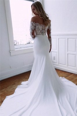 Long Sleeve Lace Wedding Dresses  | Sheath Satin Dresses for Weddings_2