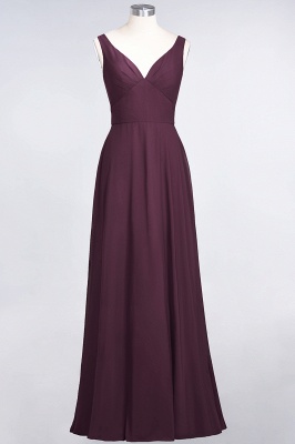 Elegant Princess Chiffon V-Neck Straps Sleeveless Ruffles Floor-Length Bridesmaid Dress with Open Back_1