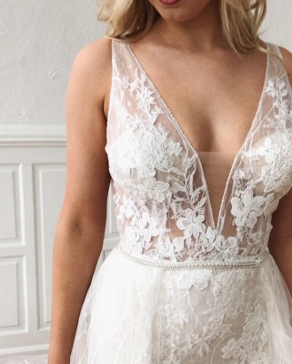 Sexy V-Neck Lace Bridal Gowns  | Detachable Mermaid Wedding Dresses Online_3