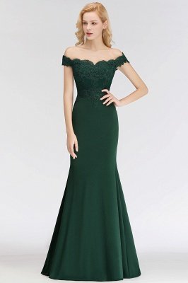 Elegant Mermaid Off-The-Shoulder Lace Green Bridesmaid Dresses_4