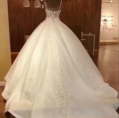 Vestidos de boda de lujo del vestido de bola | Correas de espagueti de encaje vestidos de novia_2