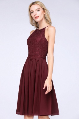 A-line Chiffon Lace Jewel Sleeveless Knee-Length Bridesmaid Dresses with Ruffles_6