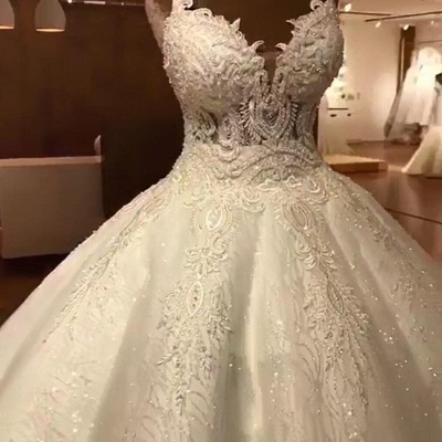 Luxury Ball Gowns Wedding Dresses  | Sexy Spaghetti Straps Lace Bridal Gowns_6