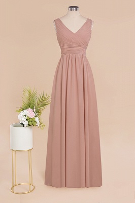 Elegant Dusty Rose Ruffle Chiffon Bridesmaid Dress Aline Sleeveless Wedding Party Dress_10