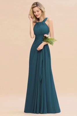 Halter Ruched Chiffon Mermaid Bridesmaid Dress Long Wedding Guest Dress_11