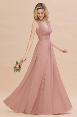 Elegant Dusty Rose Ruffle Chiffon Bridesmaid Dress Aline Sleeveless Wedding Party Dress_7