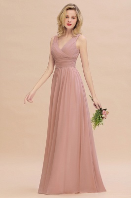 Elegant Dusty Rose Ruffle Chiffon Bridesmaid Dress Aline Sleeveless Wedding Party Dress_6