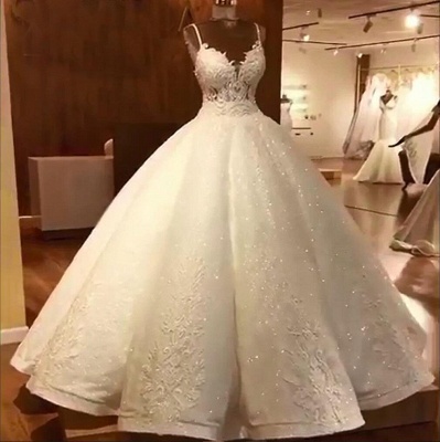 Luxury Ball Gowns Wedding Dresses  | Sexy Spaghetti Straps Lace Bridal Gowns_5