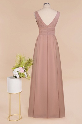 Elegant Dusty Rose Ruffle Chiffon Bridesmaid Dress Aline Sleeveless Wedding Party Dress_11