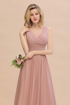 Elegant Dusty Rose Ruffle Chiffon Bridesmaid Dress Aline Sleeveless Wedding Party Dress_8