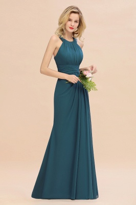 Halter Ruched Chiffon Mermaid Bridesmaid Dress Long Wedding Guest Dress_10