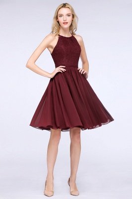 A-line Chiffon Lace Jewel Sleeveless Knee-Length Bridesmaid Dresses with Ruffles_3