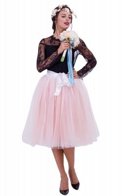 Glorious Tulle Knee-Length Ball-Gown Skirts | Elastic Bowknot Women's Skirts_1