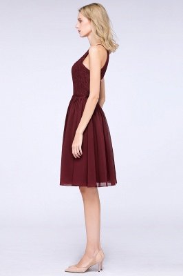 A-line Chiffon Lace Jewel Sleeveless Knee-Length Bridesmaid Dresses with Ruffles_4