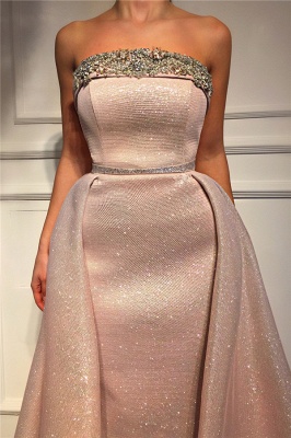 Sparkle Sequins Strapless Pink Prom Dress | Fantastic Sleeveless Beading Long Prom Dress_2