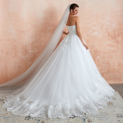 Sweetheart Strapless White Ball Gown Wedding Dress Sleeveless Bride Dress_7