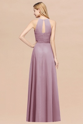 Halter Pleated Bridesmaid Dress Chiffon Sleeveless Floor Length Wedding Guest Dress_40