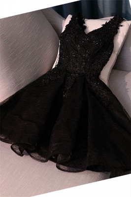 Lace Appliques New Arrival Black Custom Made A-line Beads Sexy Short Homecoming Dresses_4