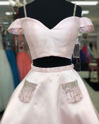 Chic deux pièces chérie robe de retour | Robe de cocktail avec perles fantastiques à fines bretelles_2