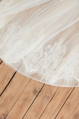 Chic V-Neck Straps Aline Wedding Dress Floral Pattern Garden Bridal Dress with Sweep Train_10
