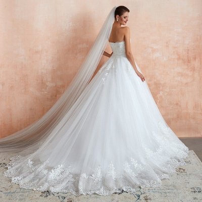 Schatz trägerloses weißes Ballkleid-Hochzeitskleid ärmelloses Brautkleid_7