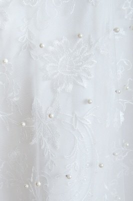 Weiße Perlen Aline Brautkleid Ärmelloses Brautkleid mit V-Ausschnitt_10