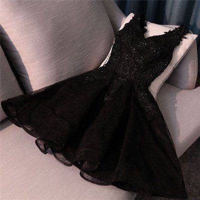 Lace Appliques New Arrival Black Custom Made A-line Beads Sexy Short Homecoming Dresses_2