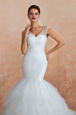 Glitter Sequins Satin Mermaid Wedding Dress Puffy Sweep Train Bridal Dress_10