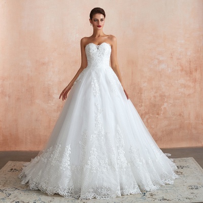 Chérie sans bretelles robe de bal blanche robe de mariée robe de mariée sans manches_3