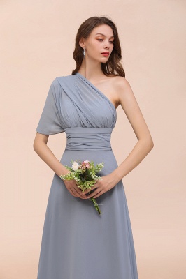 Vestido de dama de honor convertible de gasa azul polvoriento Vestido de fiesta de boda Aline sin mangas_12