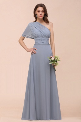 Vestido de dama de honor convertible de gasa azul polvoriento Vestido de fiesta de boda Aline sin mangas_11