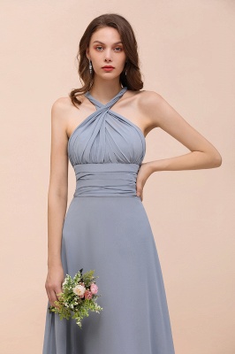 Dusty Blue Chiffon Convertible Bridesmaid Dress Sleeveless Aline Wedding Party Dress_16