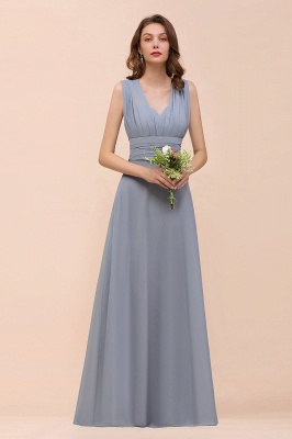 Vestido de dama de honor convertible de gasa azul polvoriento Vestido de fiesta de boda Aline sin mangas_6