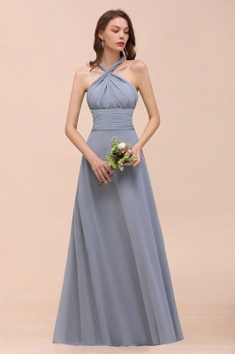 Vestido de dama de honor convertible de gasa azul polvoriento Vestido de fiesta de boda Aline sin mangas_14