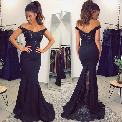 Beadings Long Off-the-Shoulder Mermaid Lace Elegant Evening Dress_6