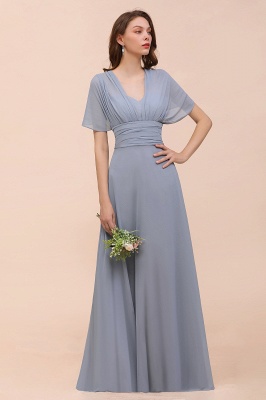 Dusty Blue Chiffon Convertible Bridesmaid Dress Sleeveless Aline Wedding Party Dress_8
