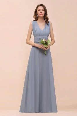 Dusty Blue Chiffon Convertible Bridesmaid Dress Sleeveless Aline Wedding Party Dress_6