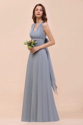Dusty Blue Chiffon Convertible Bridesmaid Dress Sleeveless Aline Wedding Party Dress_4