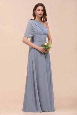 Dusty Blue Chiffon Convertible Bridesmaid Dress Sleeveless Aline Wedding Party Dress_15