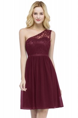 ROSA | A-line Short One-shoulder Lace Top Chiffon Homecoming Dresses with Sash_1