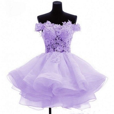 Cute Ruffles Off The Shoulder Flowers Sexy Short Homecoming Dresses_1