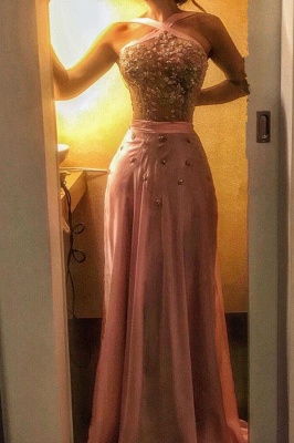 Halter CrystalEvening Dress | Mermaid Pink Prom Dress_2