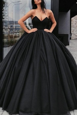 Sleeveless Black Sexy Sweetheart Ball-Gown Prom Dresses_2