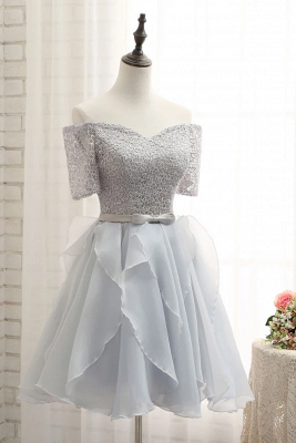 Off The Shoulder Lace Custom Made A-line Elegant Bowknot Sexy Short Homecoming Dresses BA7096_3